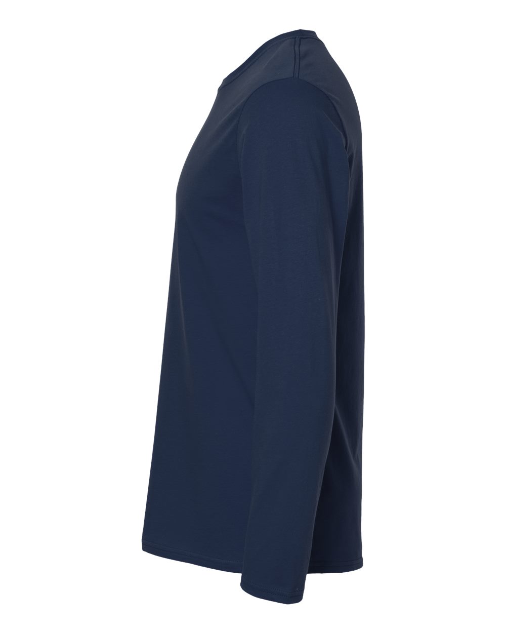 Left View of Navy Softstyle® Long Sleeve T-Shirt - 64400