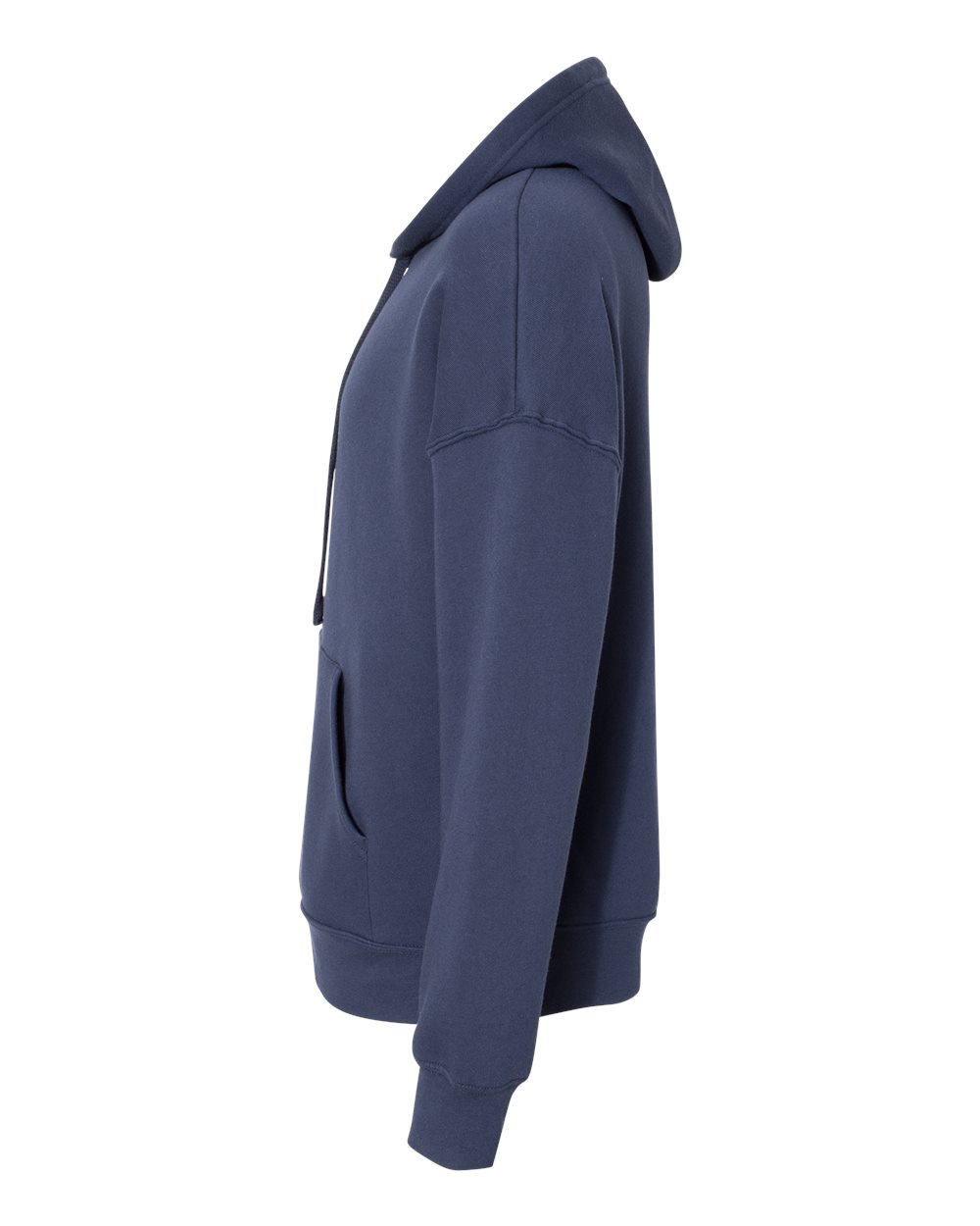 Left View of Navy Sponge Fleece Drop Shoulder Hoodie - 3729