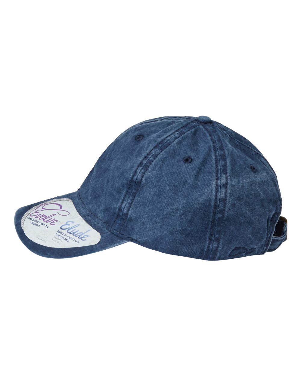 Left View of Navy/ Stripes Women&#39;s Pigment-Dyed with Fashion Undervisor Cap - CASSIE