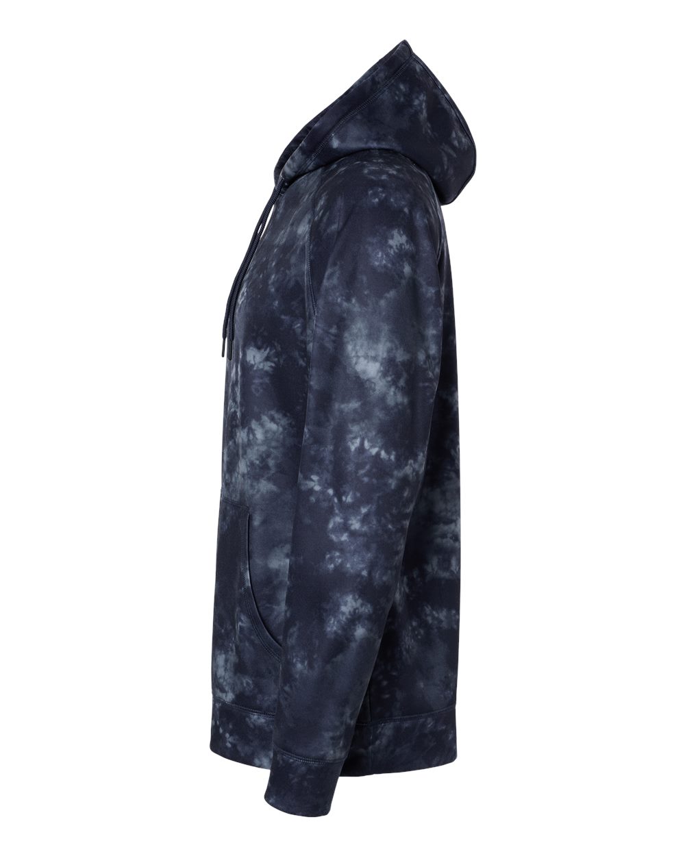 Left View of Navy Tie Dye Performance Raglan Pullover Sweatshirt - 8670