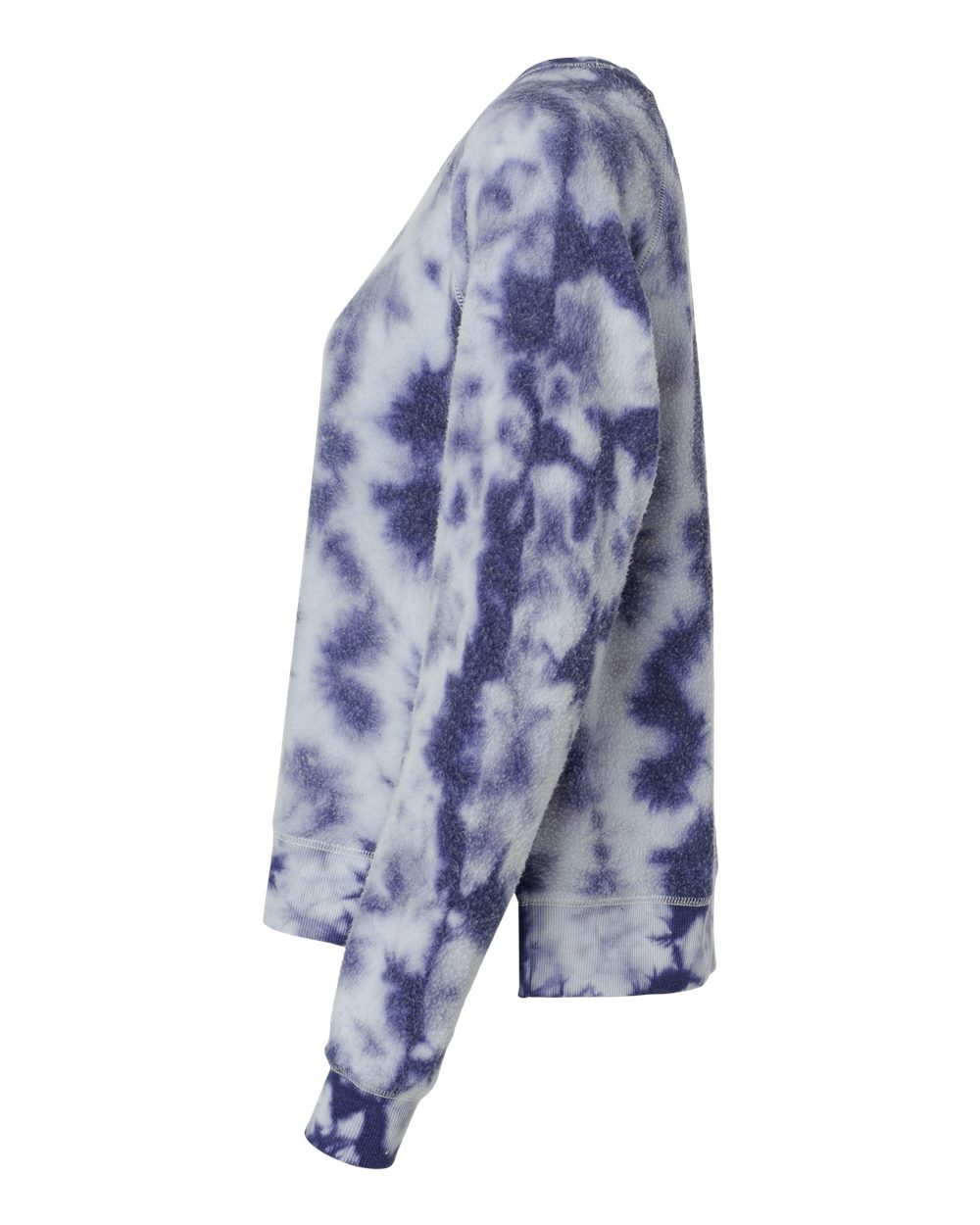 Left View of Navy Tie-Dye Women&#39;s Fleece Out Pullover - K01