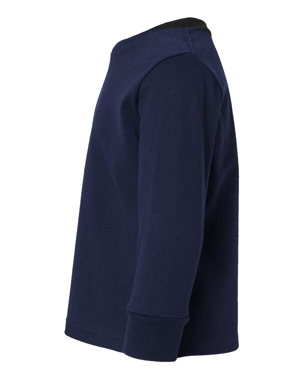 Left View of Navy Toddler Cotton Jersey Long Sleeve Tee - 3311