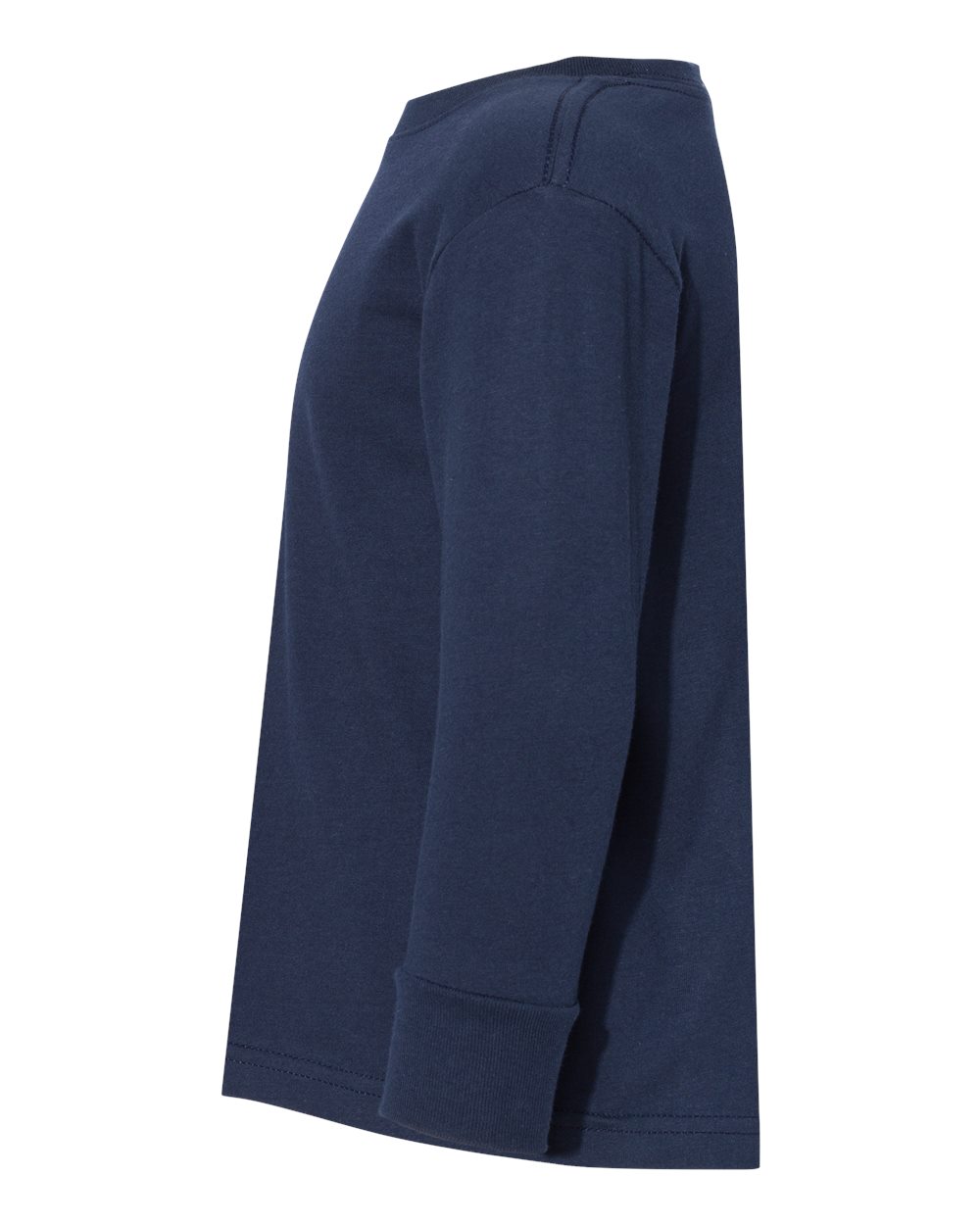 Left View of Navy Toddler Fine Jersey Long Sleeve Tee - 3302