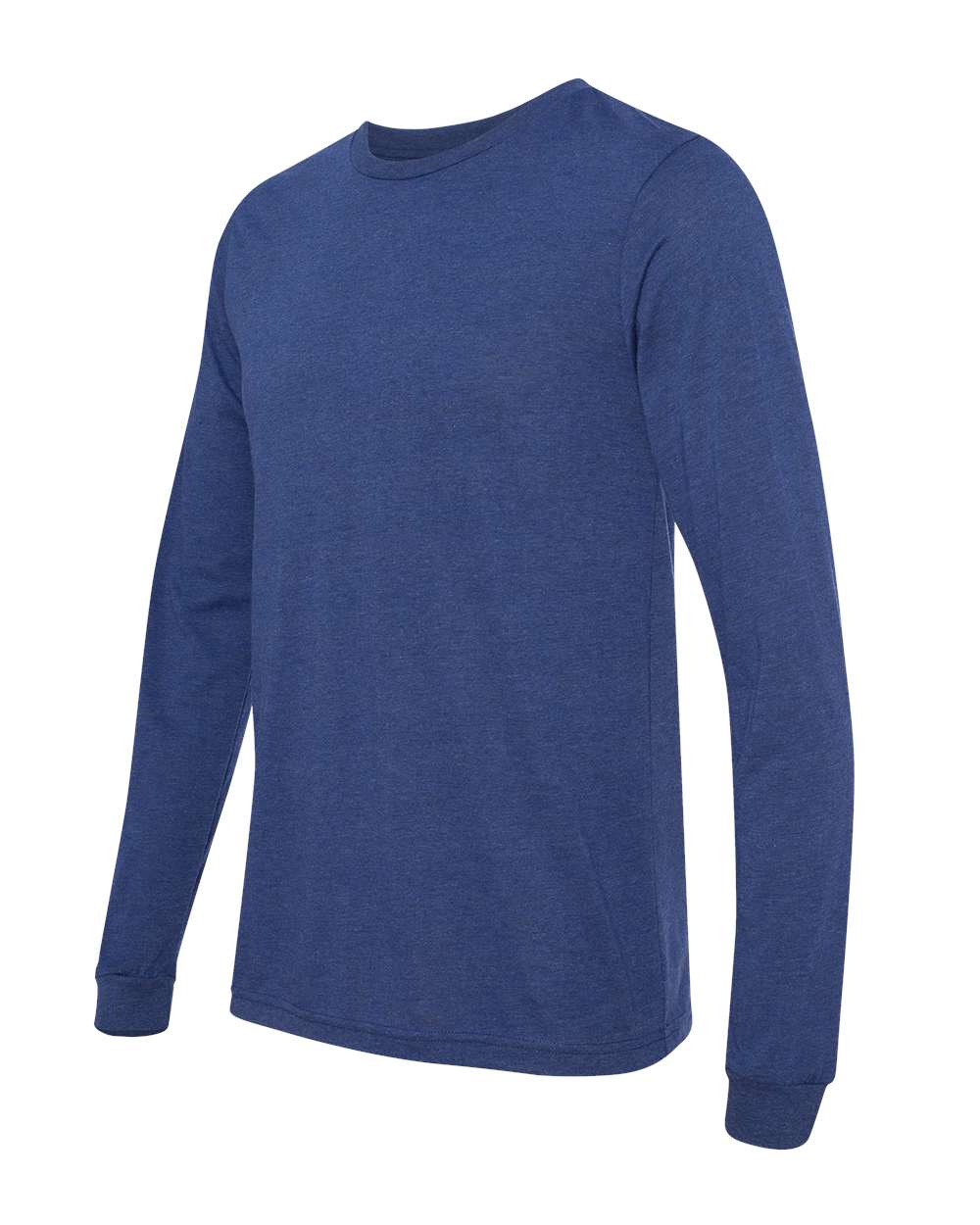 Left View of Navy Triblend Triblend Long Sleeve Tee - 3513