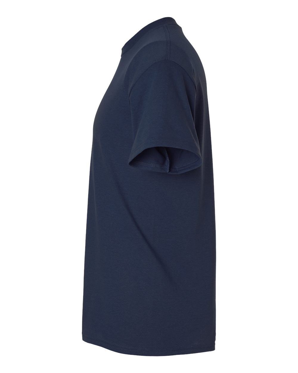 Left View of Navy Unisex DryBlend® Tall T-Shirt - 8000T plain