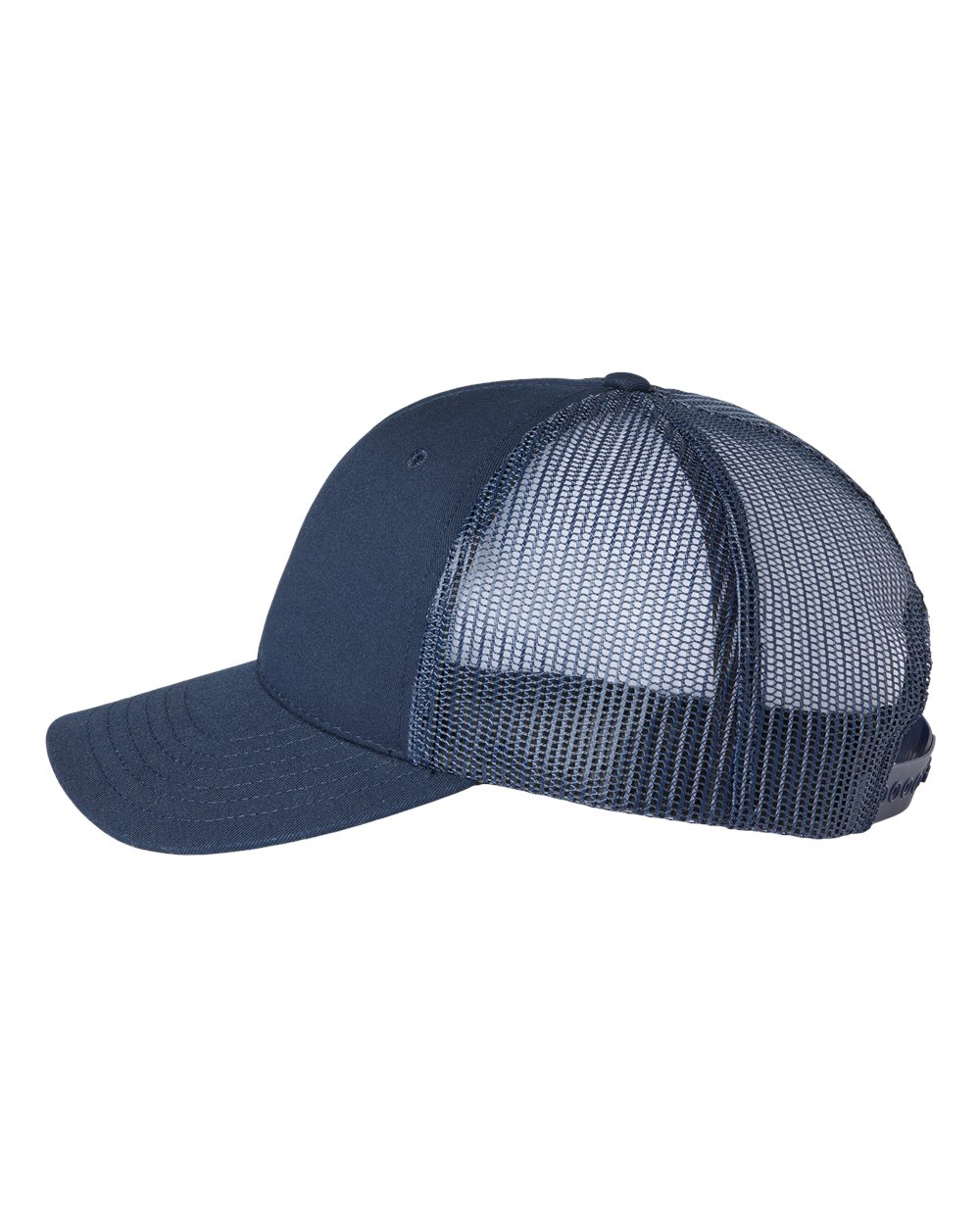 Left View of Navy USA-Made Trucker Cap - USA100