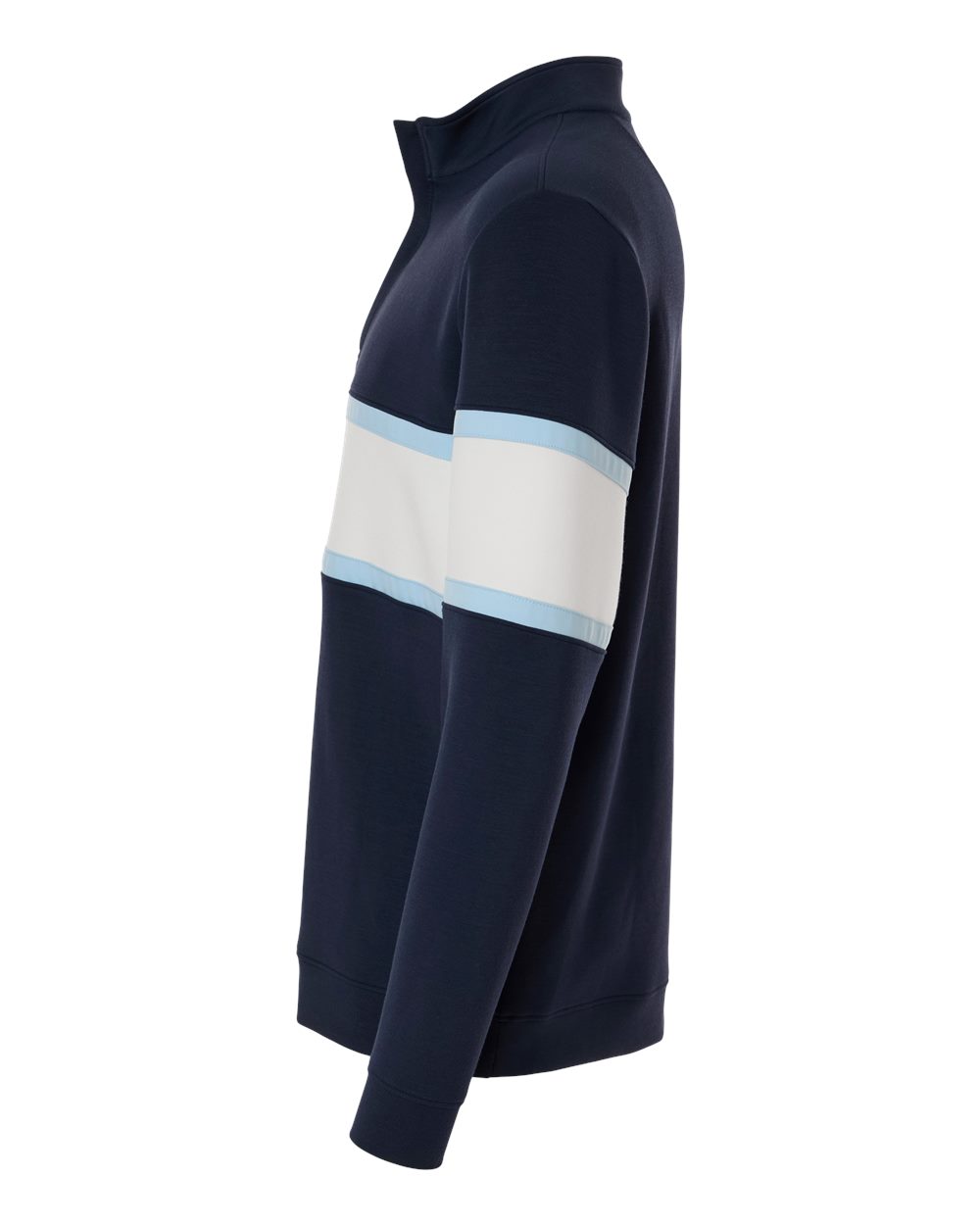 Left View of Navy/ White Men's Owen Quarter-Zip Pullover - SWOQ500