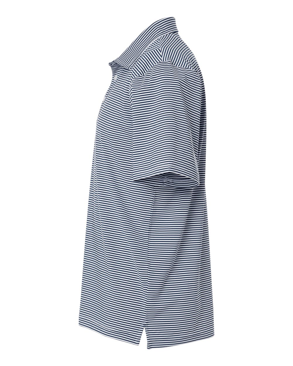 Left View of Navy White Men's Smith Striped Polo - SW1110