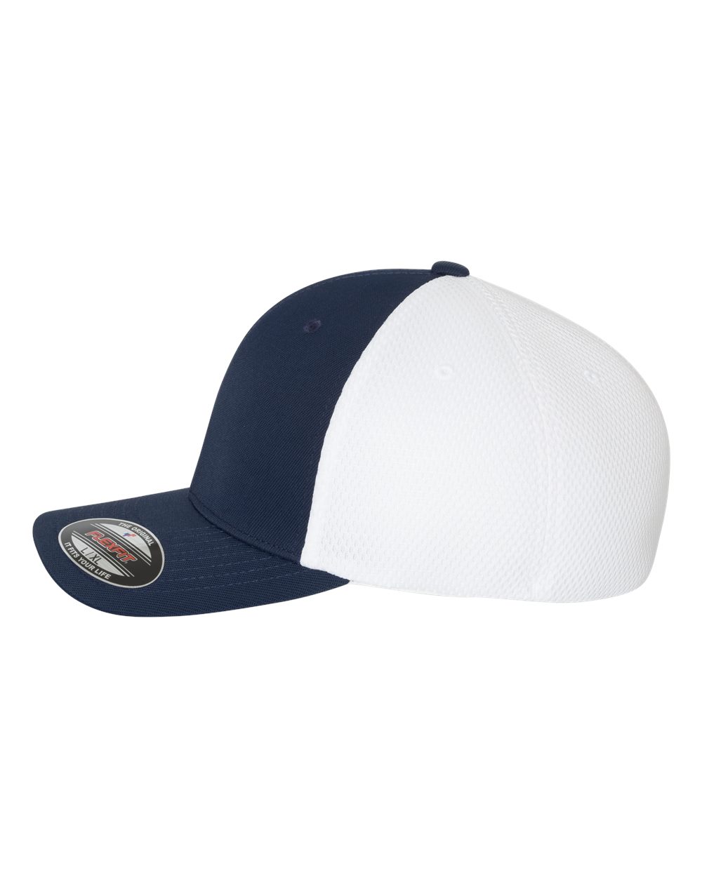 Left View of Navy/ White Ultrafiber Mesh Cap - 6533