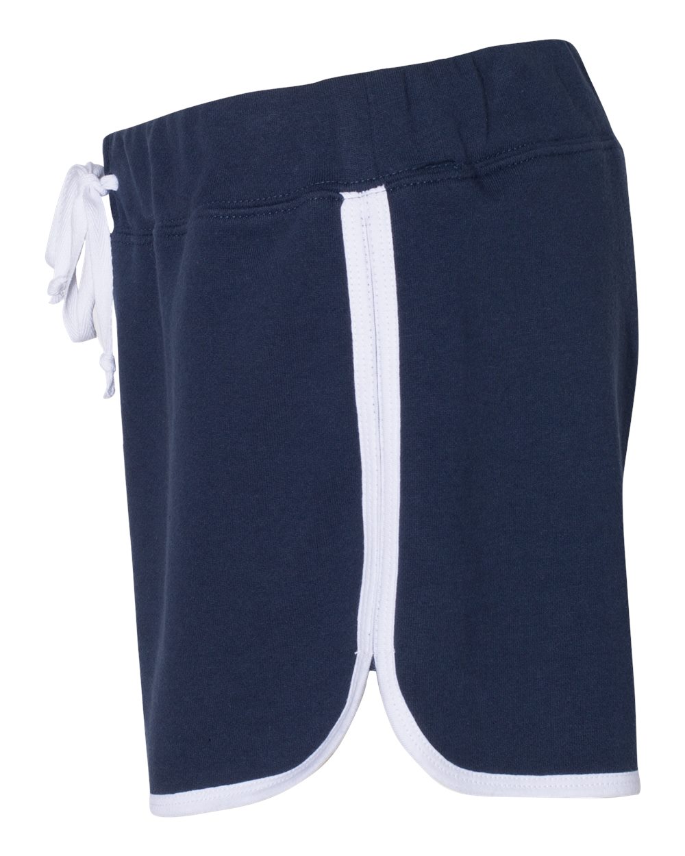 Left View of Navy/ White Women’s Relay Shorts - R65