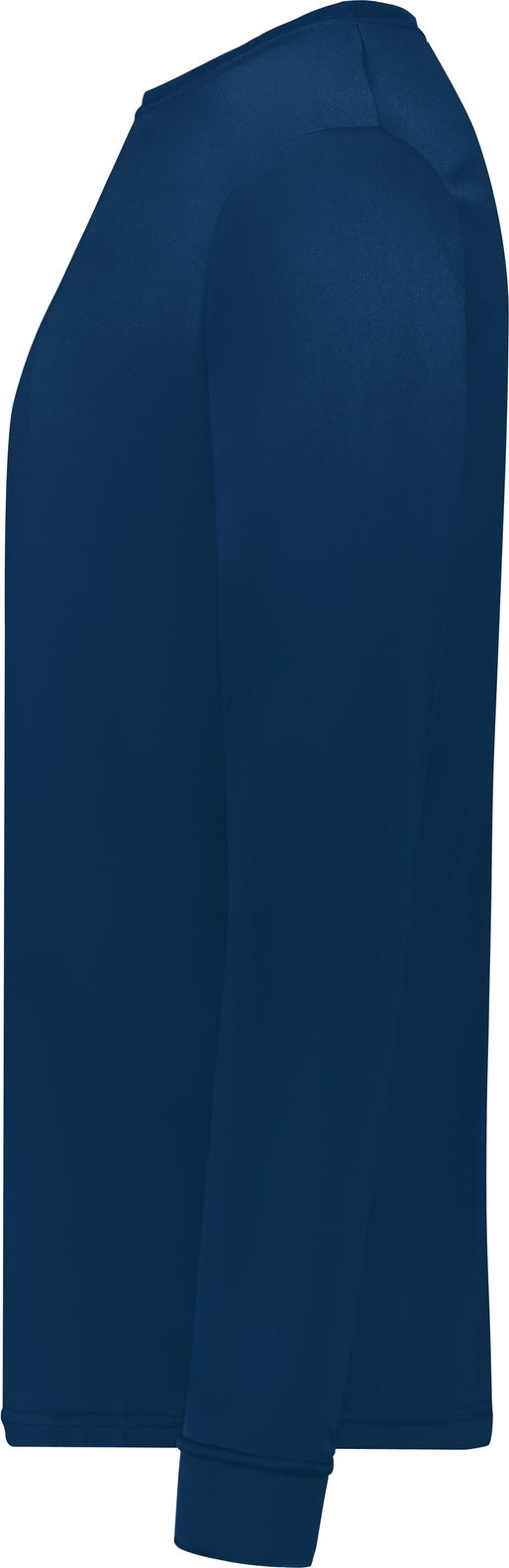 Left View of NAVY WICKING LONG SLEEVE T-SHIRT