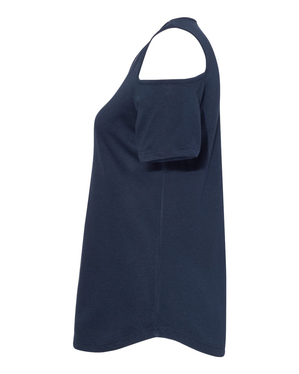 Left View of Navy Women&#39;s Cold Shoulder T-Shirt - T32