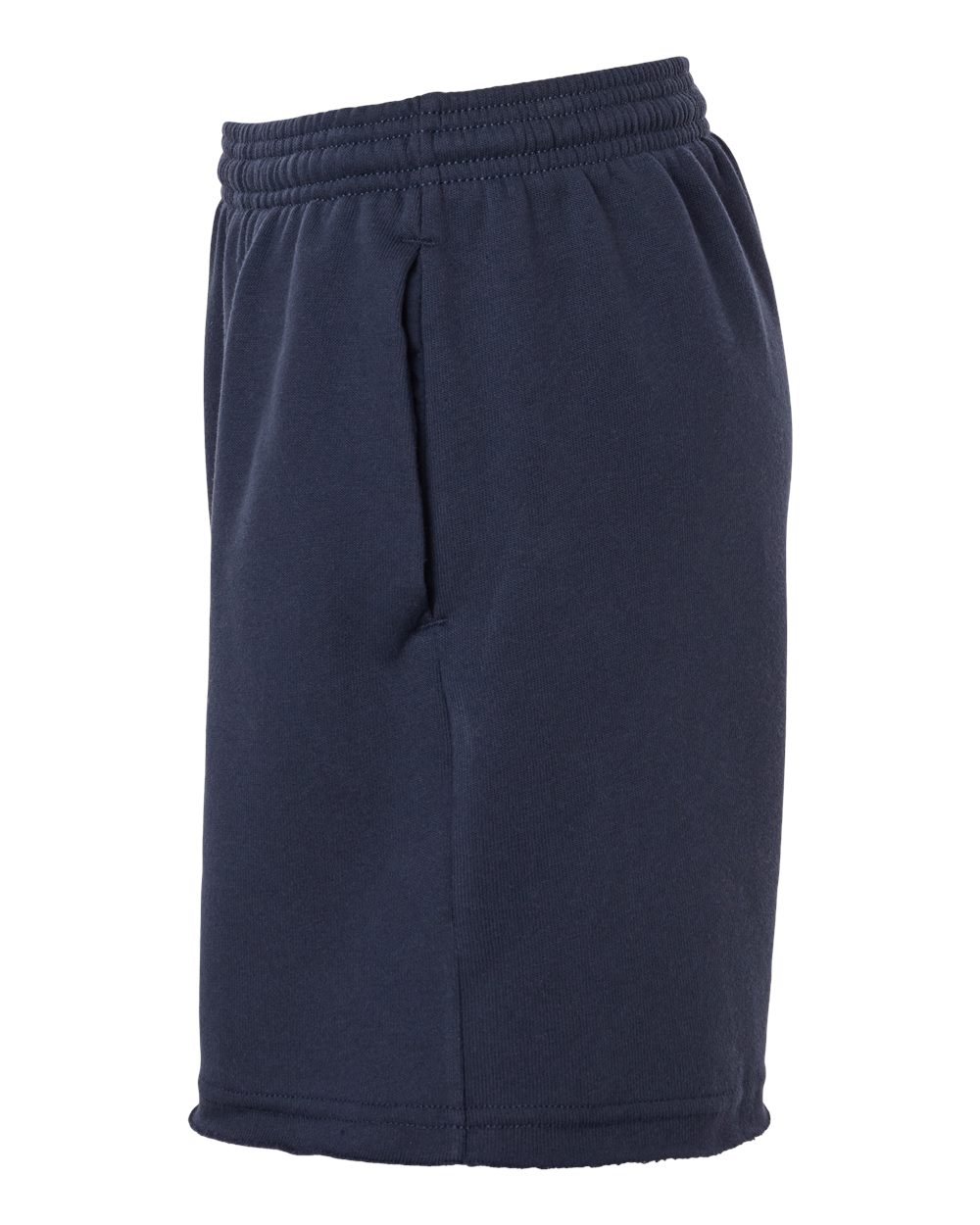 Left View of Navy Women&#39;s Cutoff Fleece Shorts - 3787