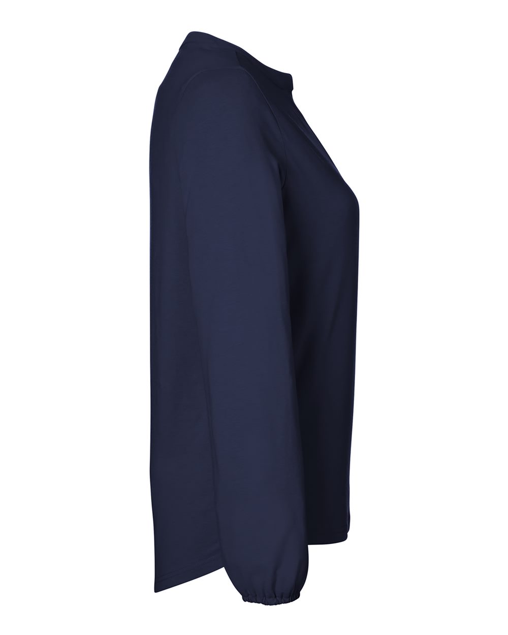 Rear View of Navy Women's Raleigh Half-Placket Knit Top - DP122W