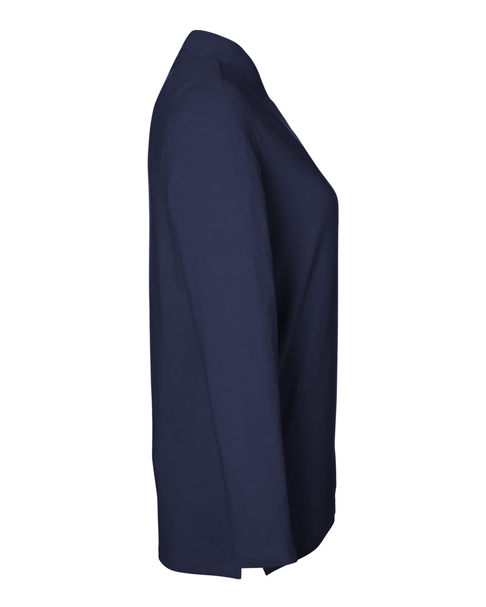Rear View of Navy Women's Raleigh Shawl Collar Knit Top - DP121W
