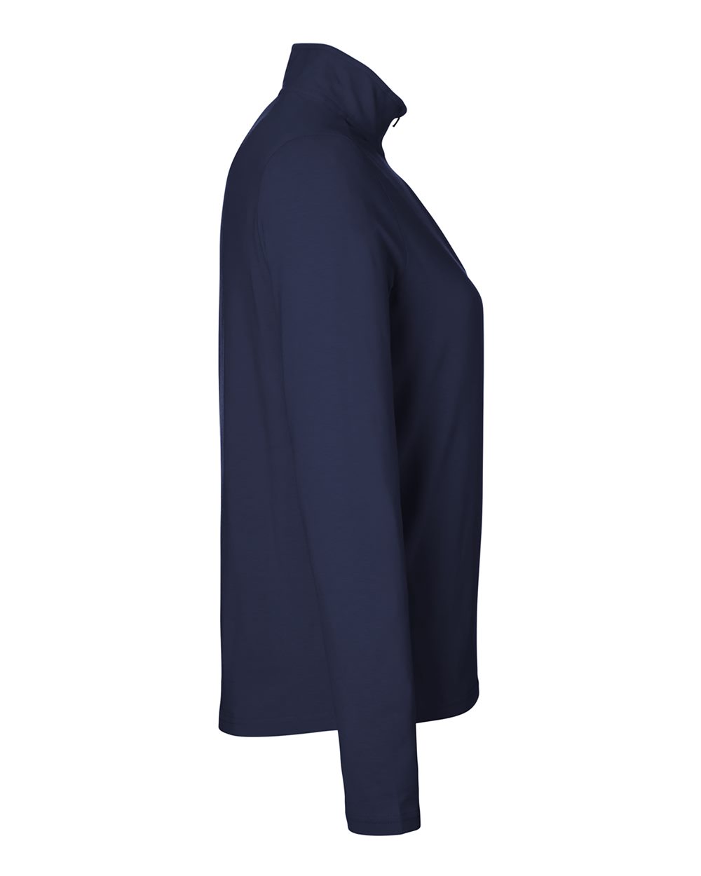 Rear View of Navy Women's Raleigh Stretch Quarter-Zip Pullover - DG425W
