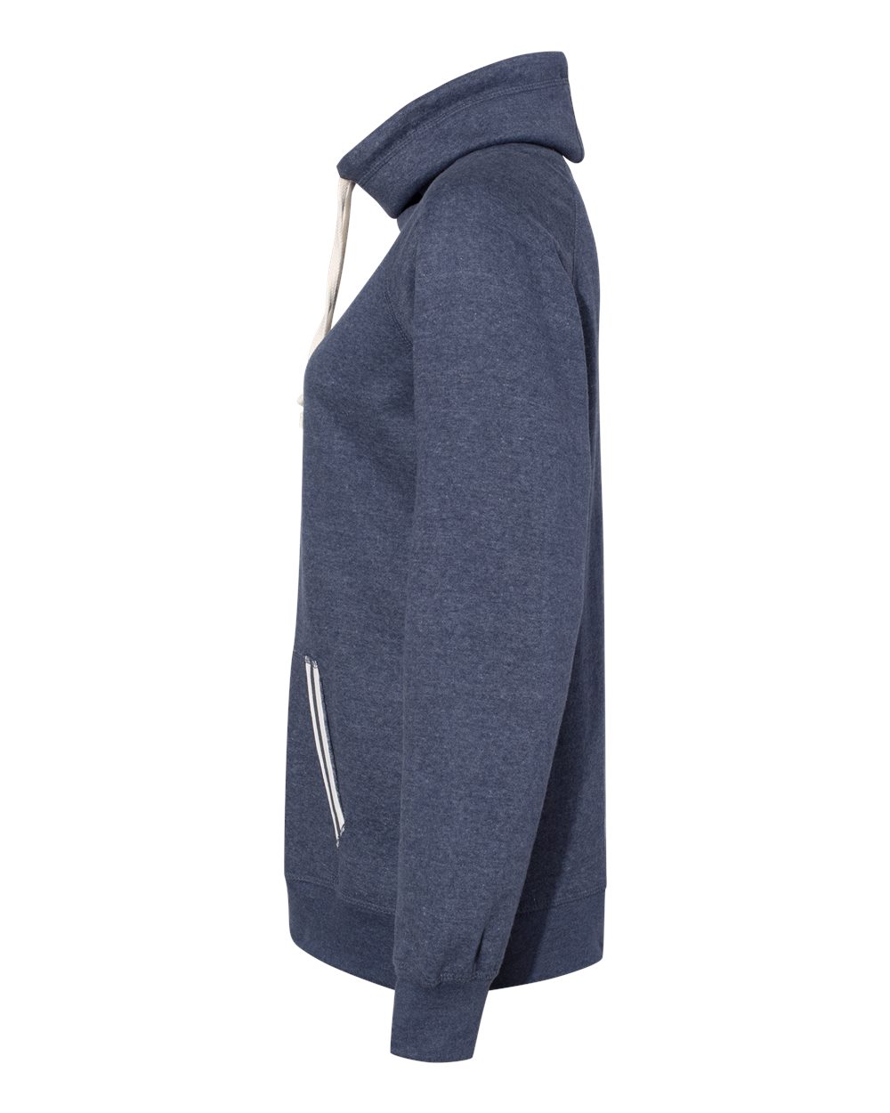 Left View of Navy Women’s Relay Cowl Neck Sweatshirt - 8653