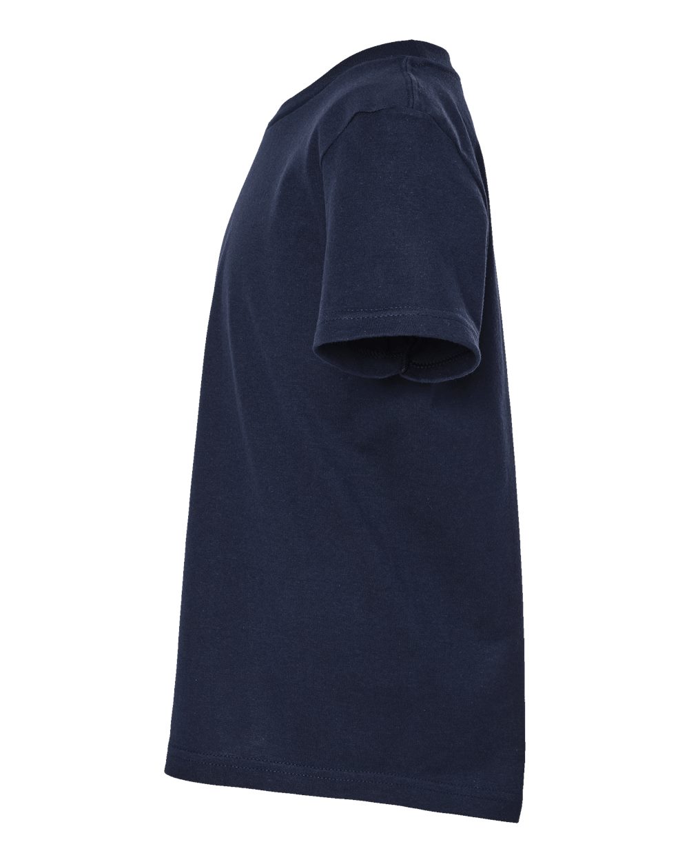 Left View of Navy Youth Fine Jersey T-Shirt - 235