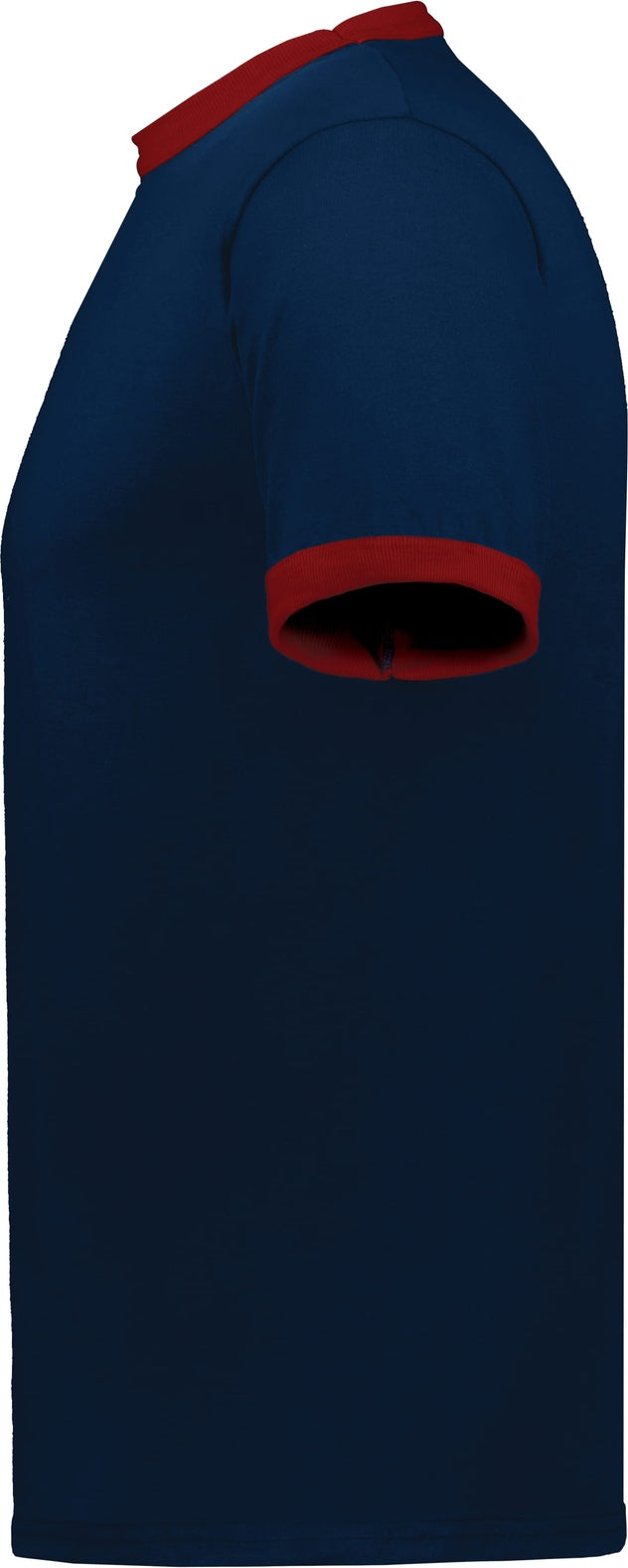 Left View of NAVY/RED ADULT RINGER T-SHIRT