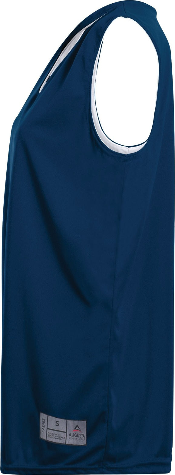 Left View of NAVY/WHITE LDS REVERSIBLE WICKING TANK