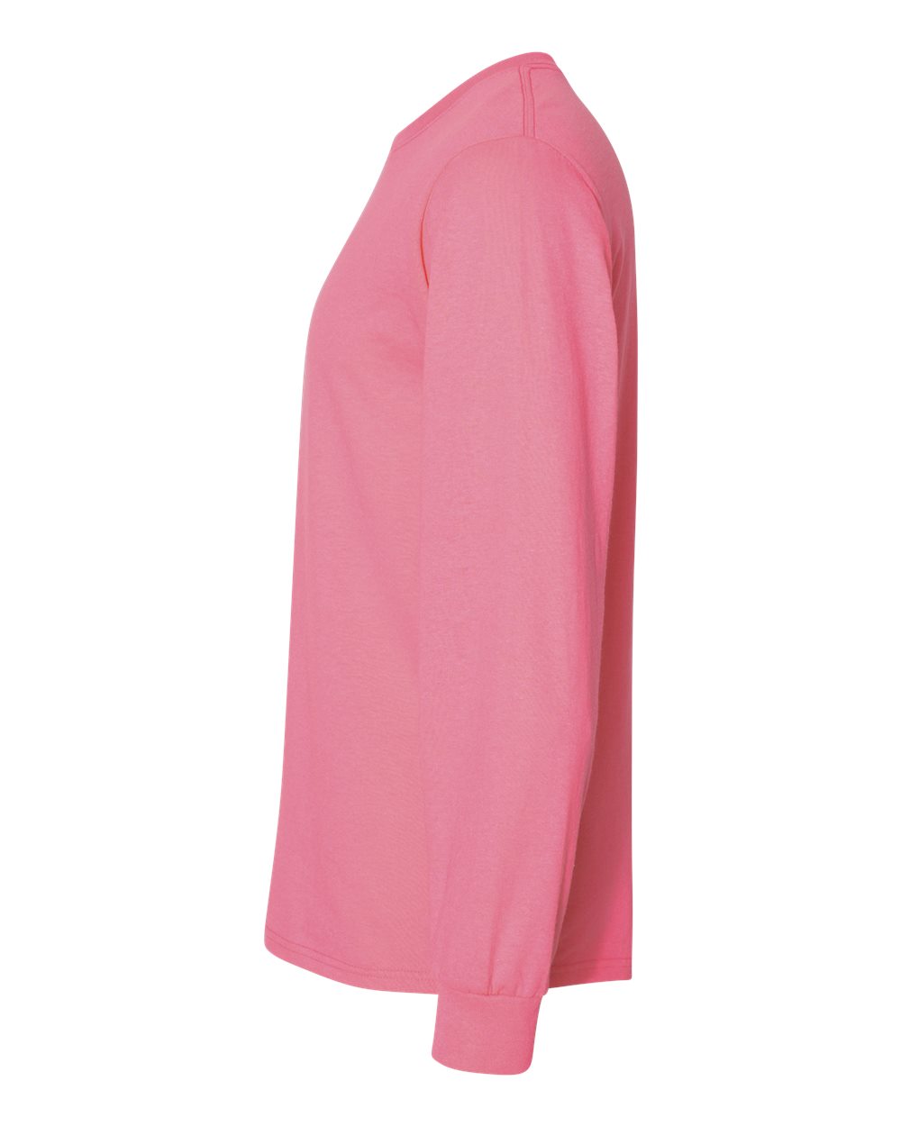 Left View of Neon Pink Dri-Power® Long Sleeve 50/50 T-Shirt - 29LSR