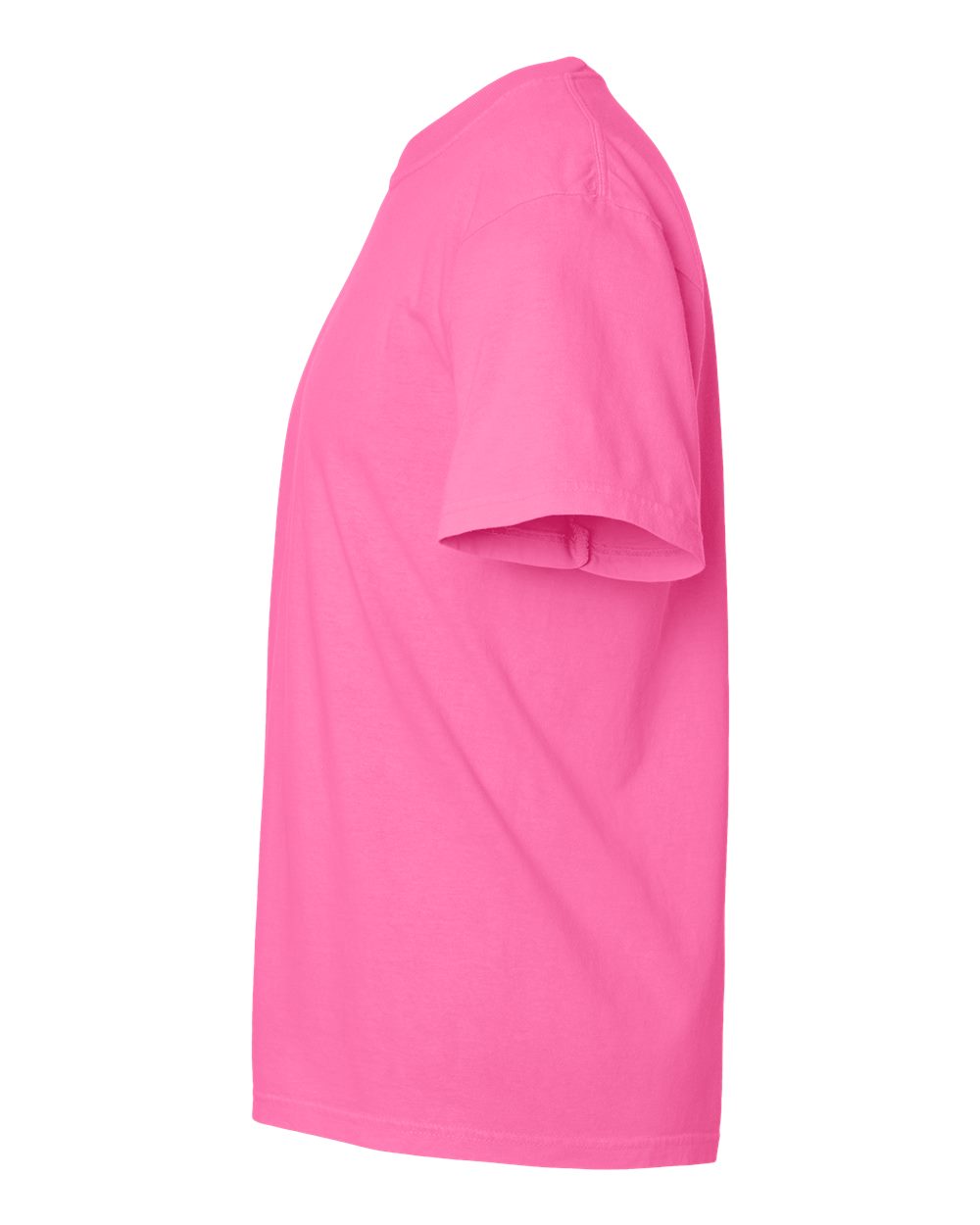 Left View of Neon Pink Garment-Dyed Heavyweight T-Shirt - 1717