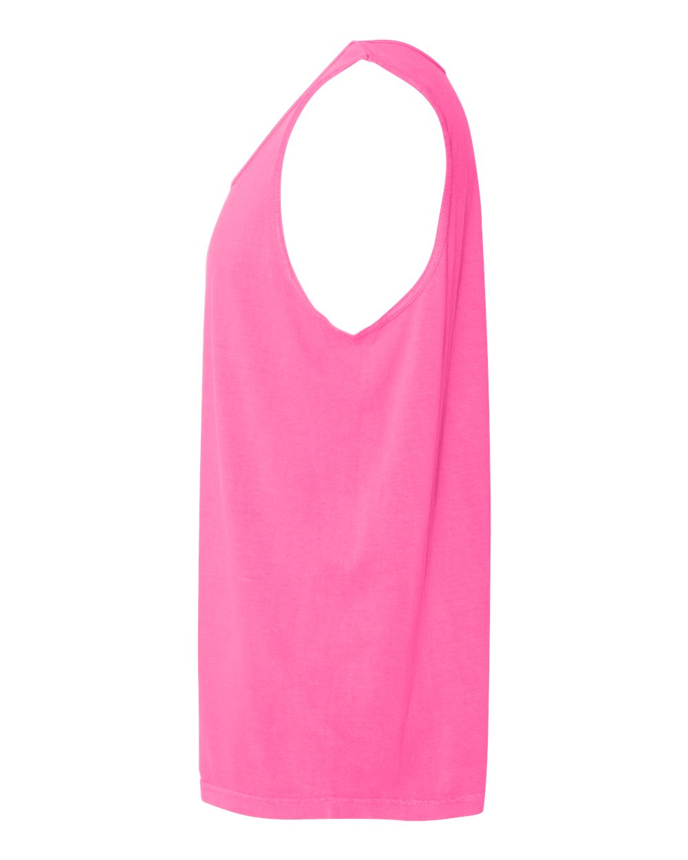 Left View of Neon Pink Garment-Dyed Heavyweight Tank Top - 9360