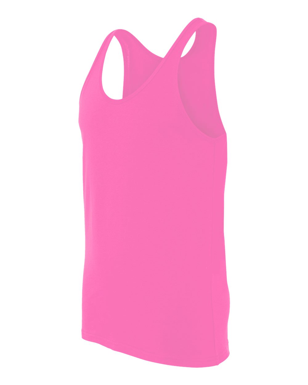 Left View of Neon Pink Heather CVC Tank - 3480CVC