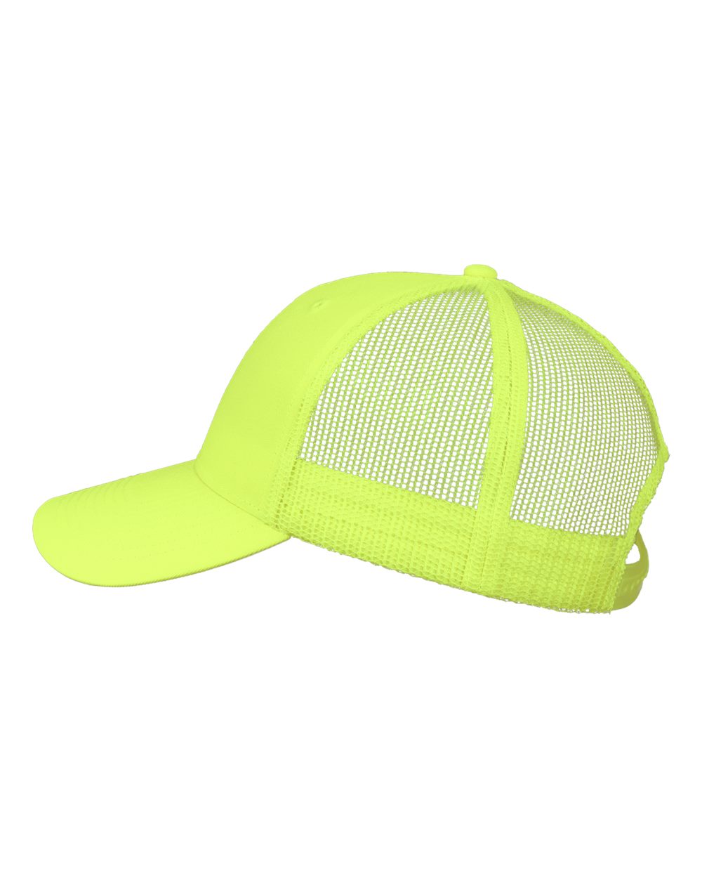 Left View of Neon Yellow Mesh-Back Twill Trucker Cap - VC400