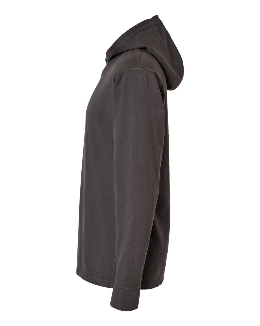 Left View of New Railroad Grey Garment-Dyed Jersey Hooded Long Sleeve T-Shirt - GDH280