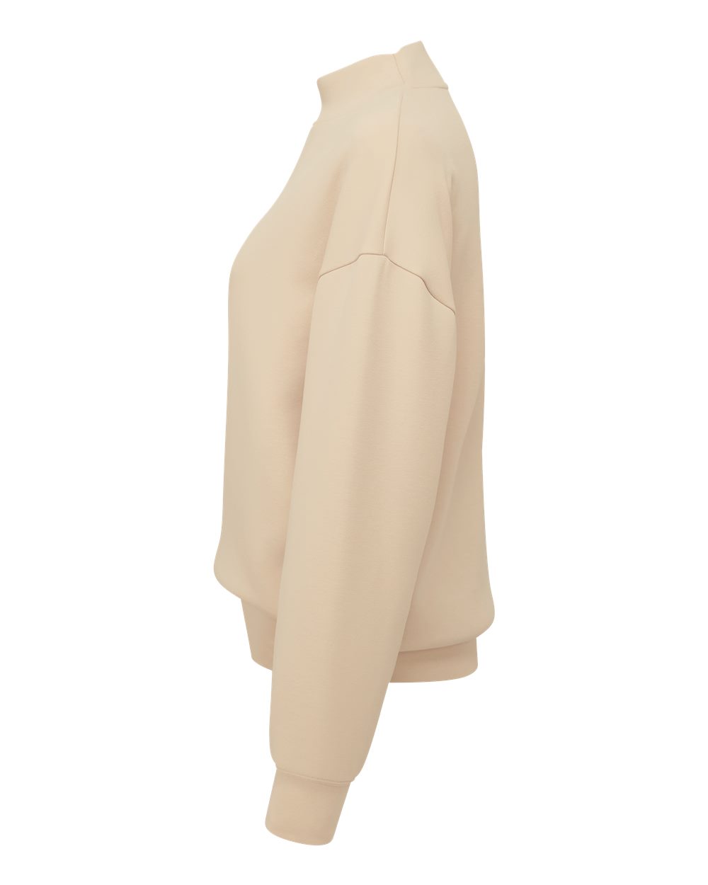 Left View of Nude Women's Luxe Mock Neck Sweatshirt - TD660 plain