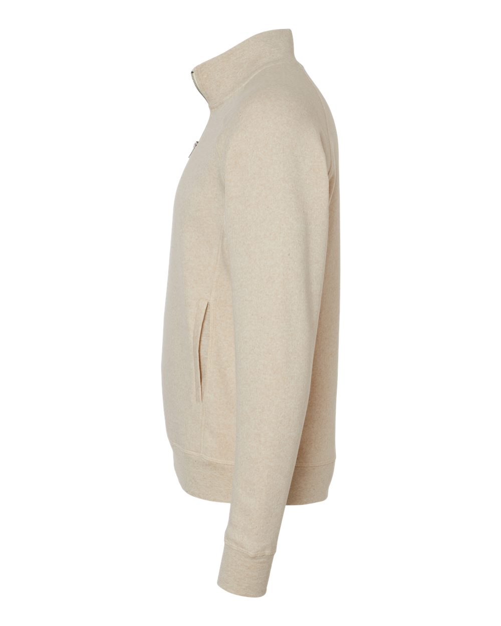 Left View of Oatmeal Triblend Triblend Quarter-Zip Sweatshirt - 8869