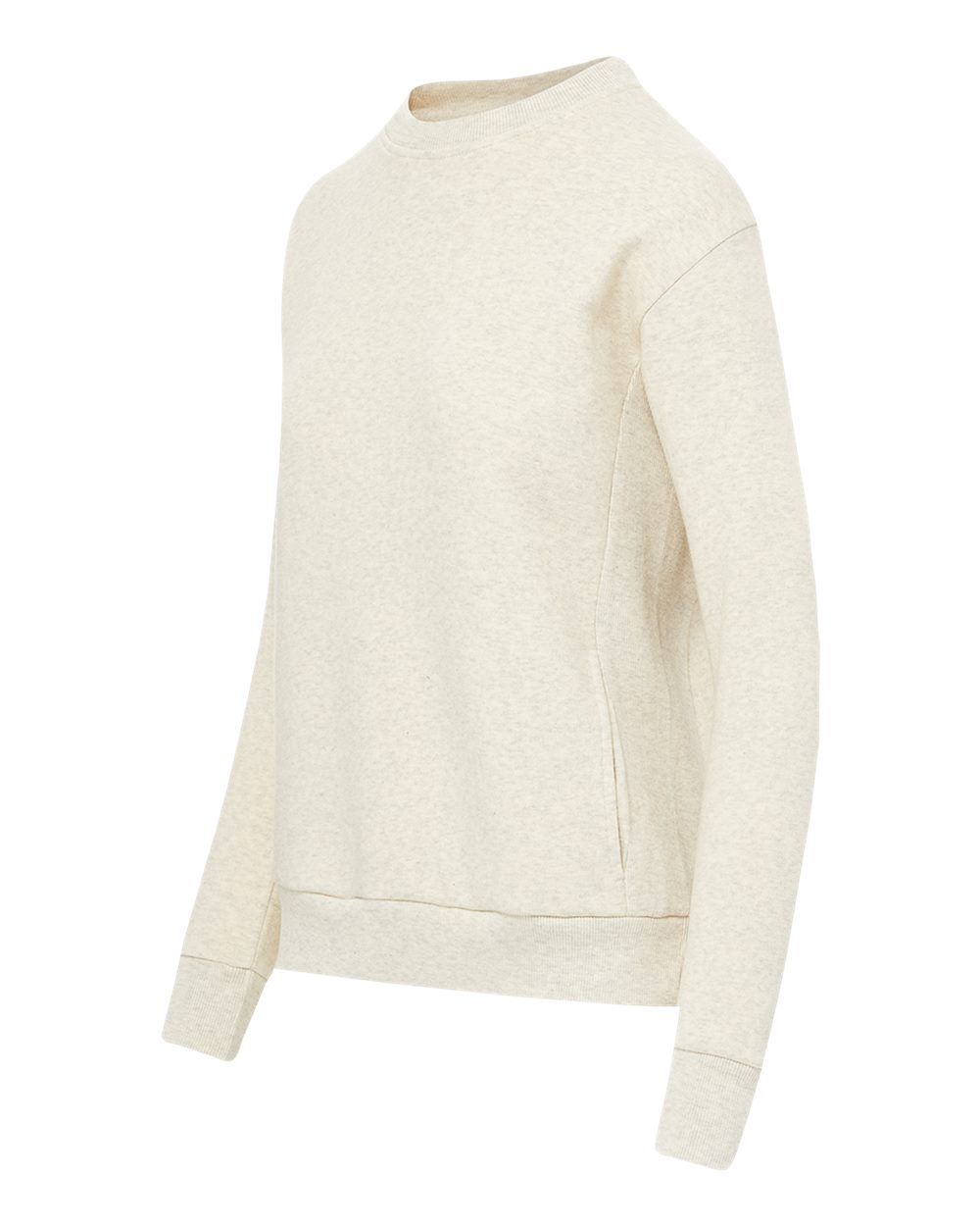 Left View of Oatmeal Women&#39;s Raelynn Cloud Fleece Crewneck Sweatshirt - W23140