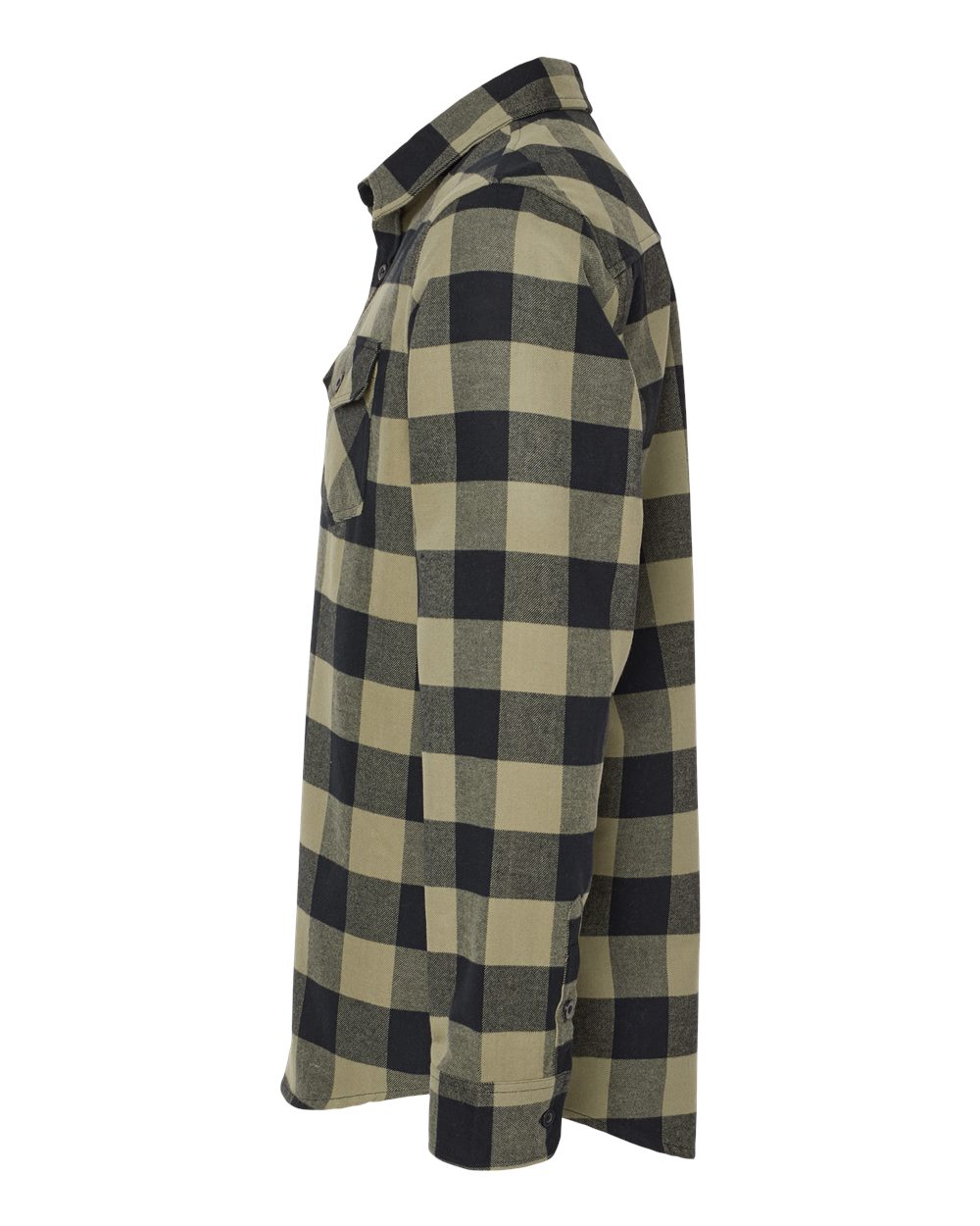 Left View of Olive/ Black Flannel Shirt - EXP50F