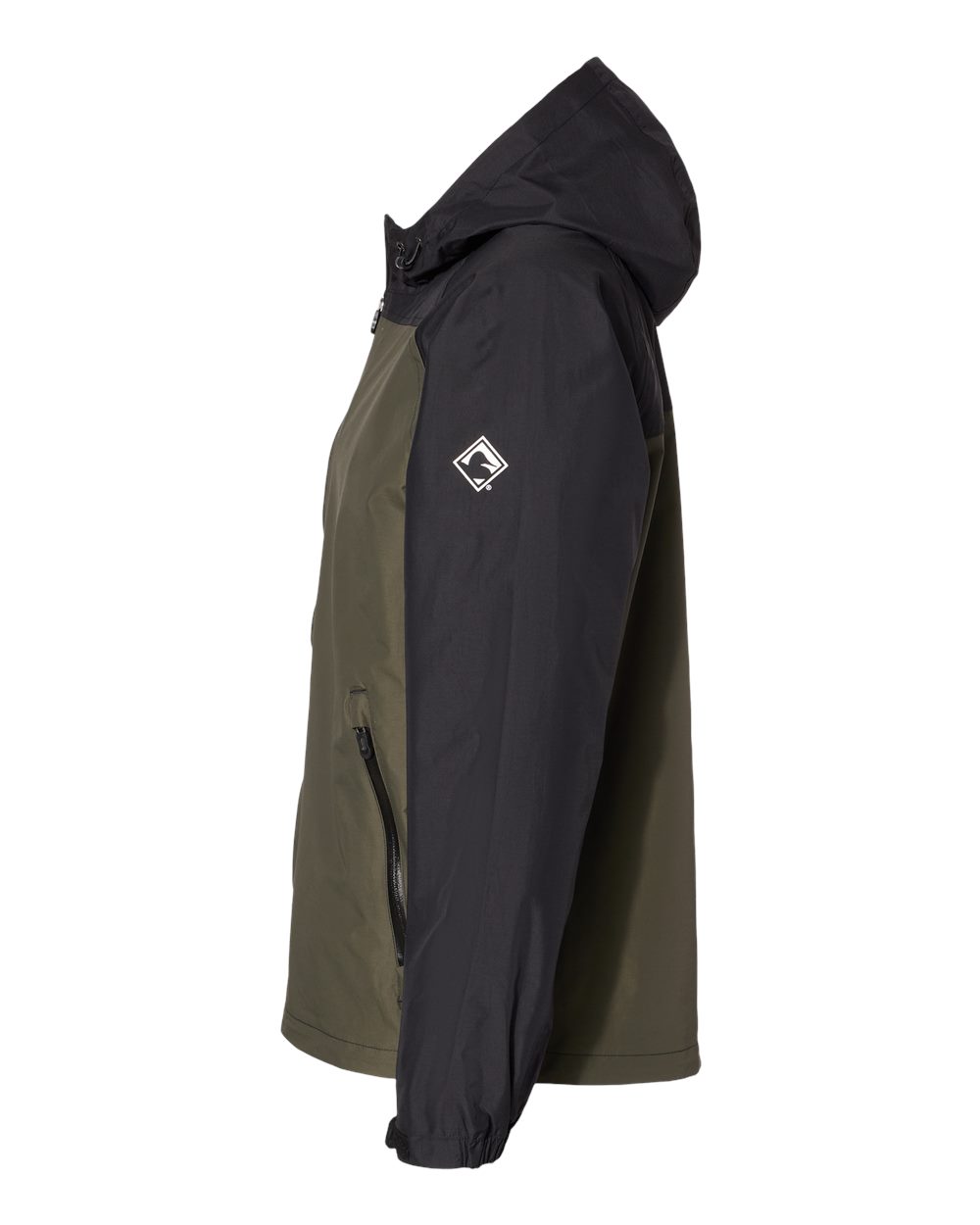 Left View of Olive/ Black Torrent Waterproof Hooded Jacket - 5335