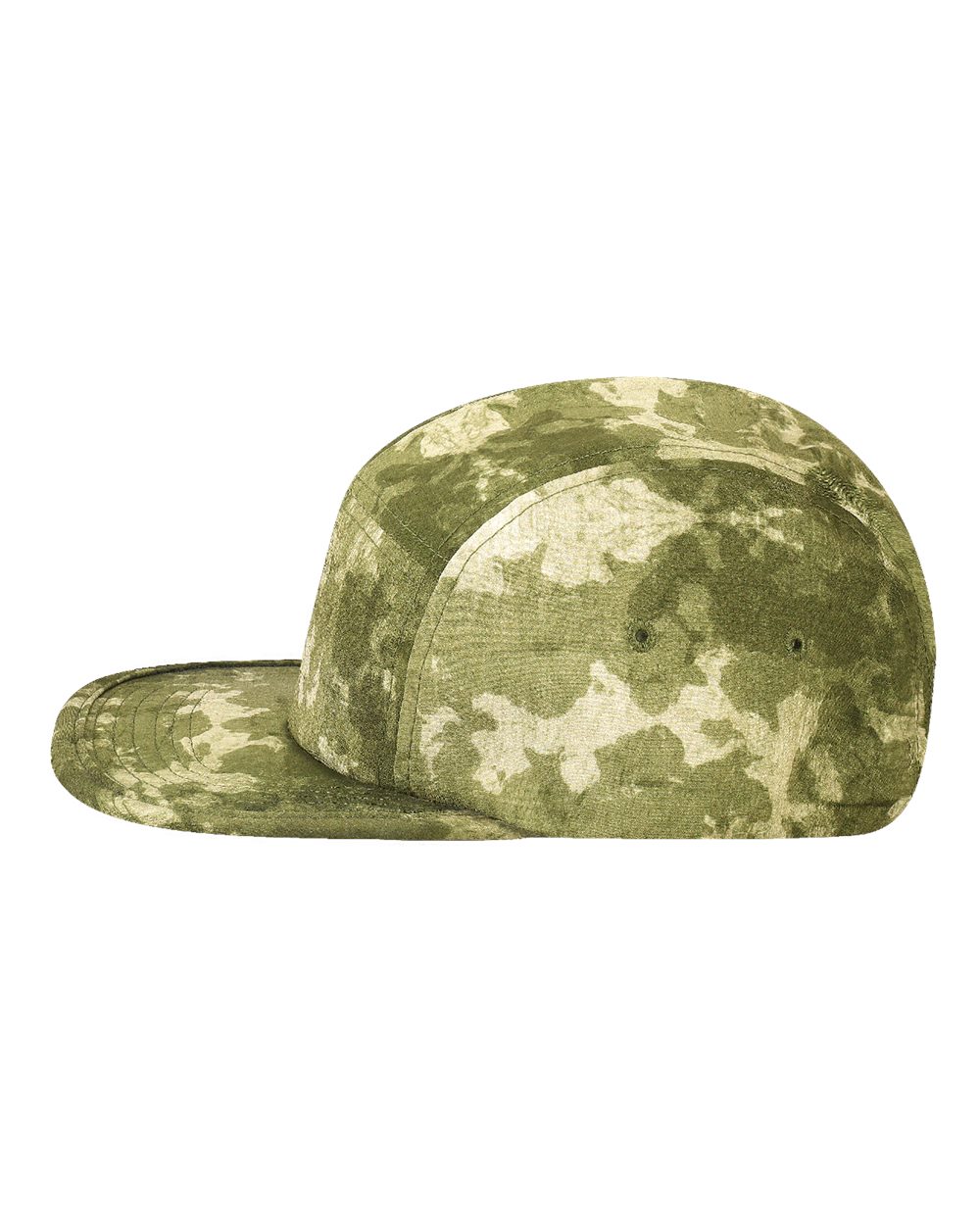 Left View of Olive Green Paint Camo Switchback Packable Camper Hat - SWTBK