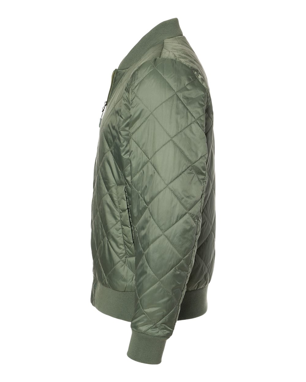Left View of Olive Grey HeatLast™ Quilted Packable Bomber - 21752