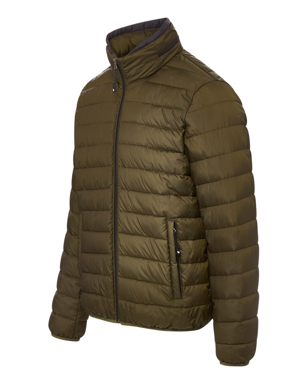 Left View of Olive PillowPac Puffer Jacket - 211136