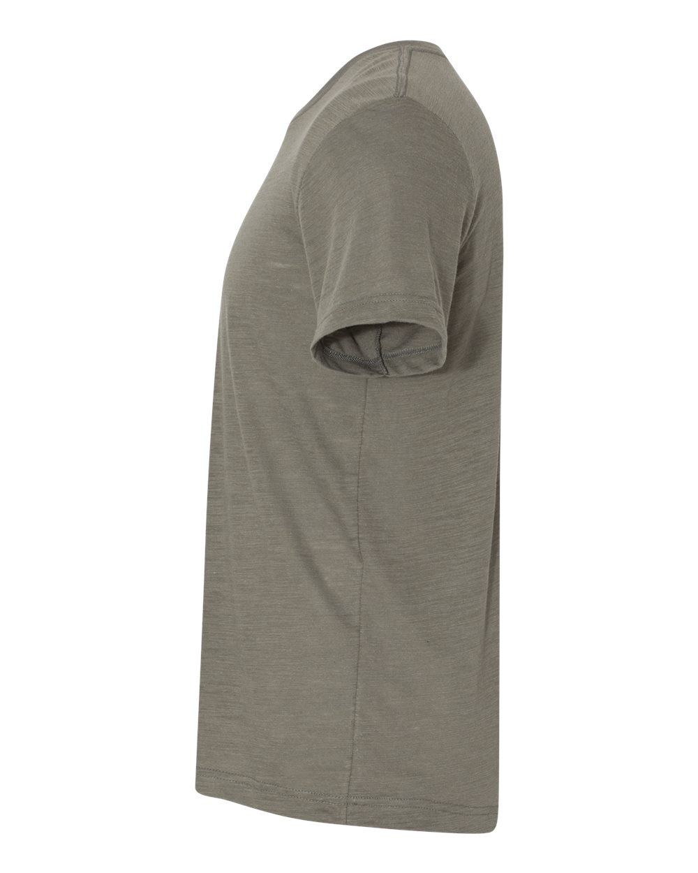 Left View of Olive Slub Texture Tee - 3650