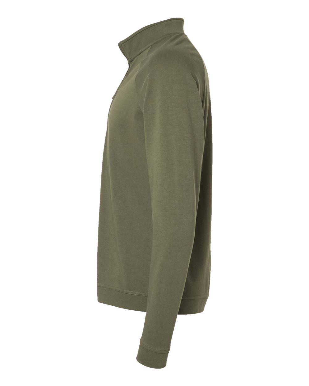 Left View of Olive Strata Club Quarter-Zip Pullover - A598
