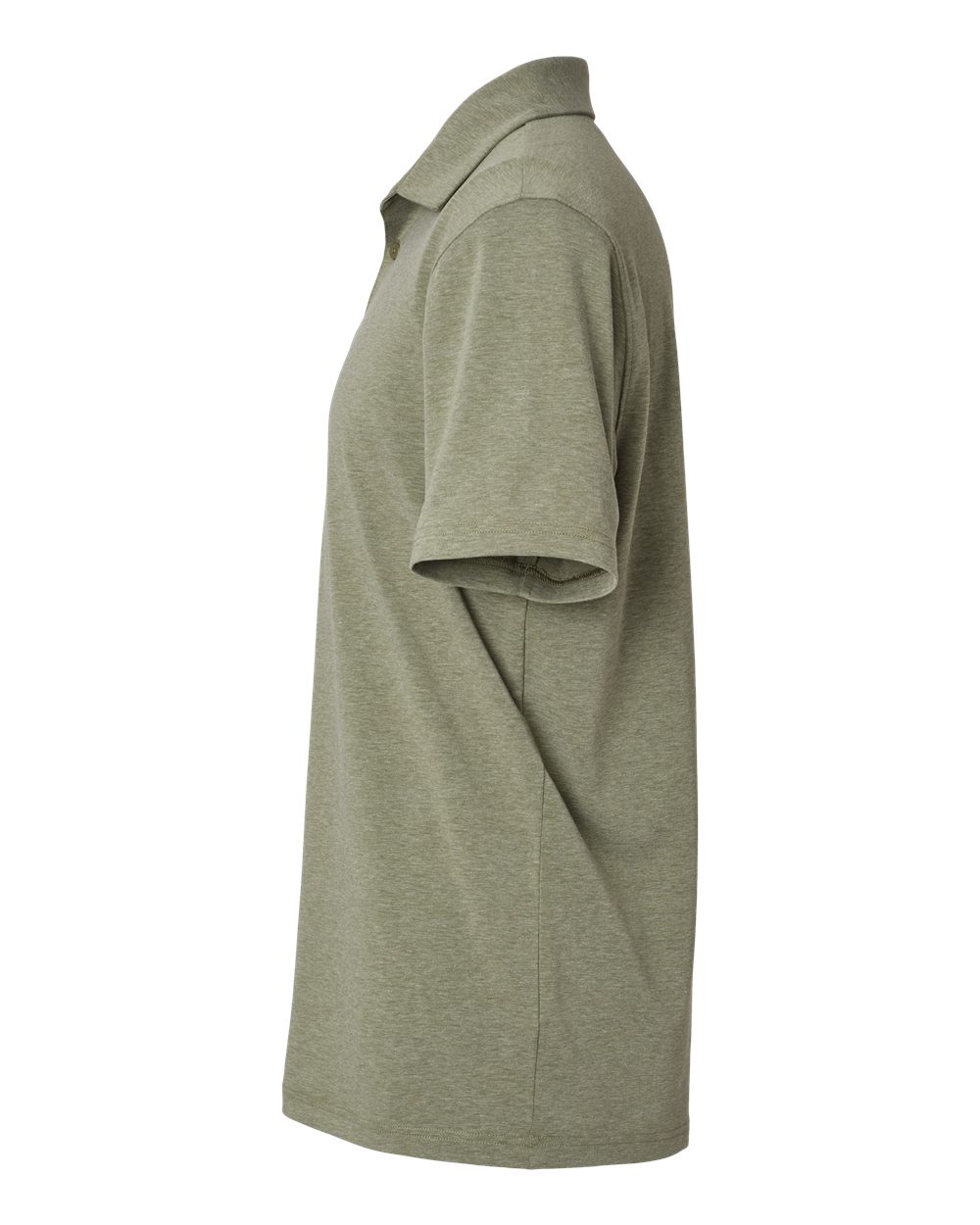 Left View of Olive Strata Melange Blend Polo - A590