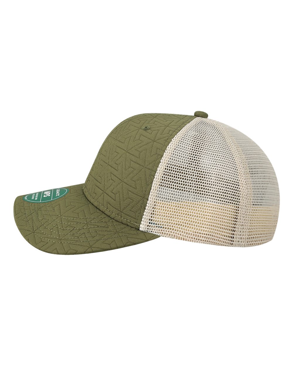 Left View of Olive Z - Quilted Mid-Pro Snapback Trucker Cap - MPS