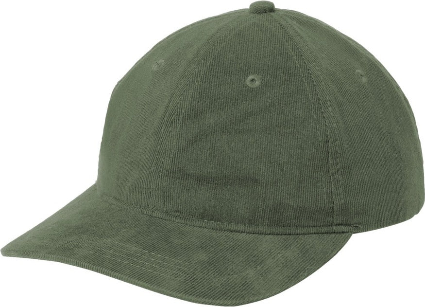 Left View of OliveGreen Port Authority Light Corduroy Dad Cap C973
