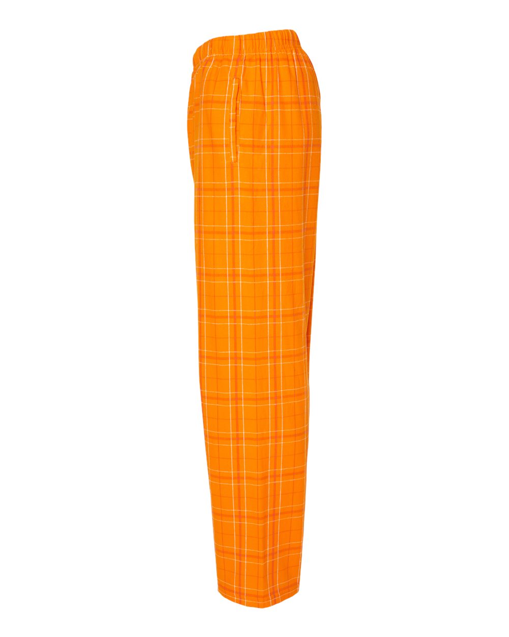 Left View of Orange Field Day Plaid Harley Flannel Pants - BM6624