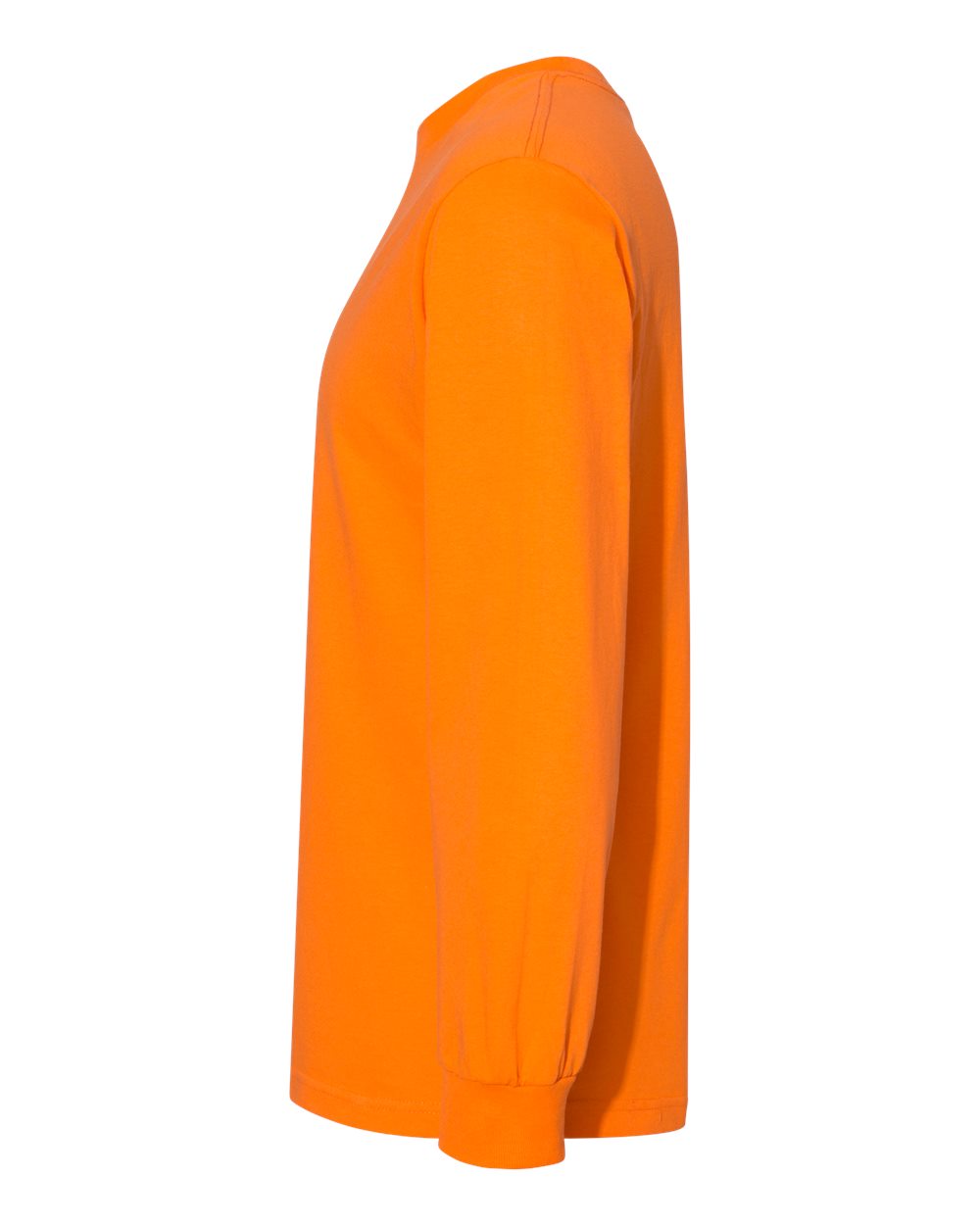 Left View of Orange Heavyweight Cotton Long Sleeve Tee - 1304
