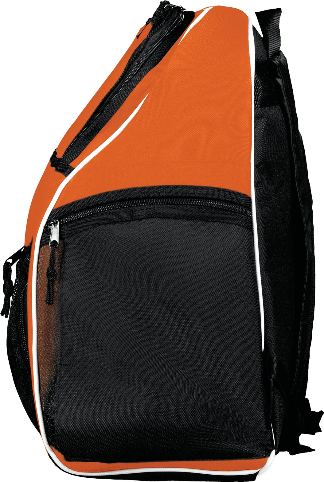 Left View of ORANGE/BLACK/WHITE PLAYER BACKPACK
