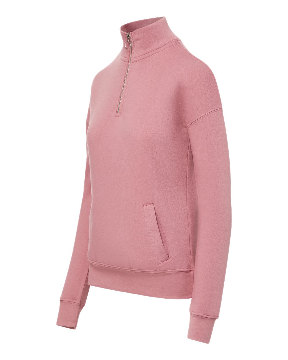 Left View of Orchid Ice Women&#39;s Cloud Fleece Quarter-Zip Sweatshirt - W20189