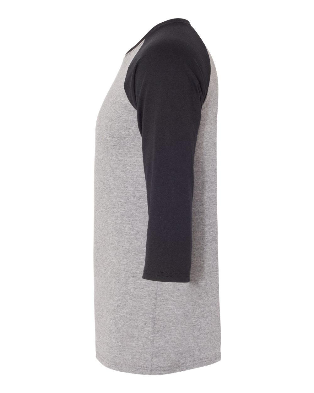 Left View of Oxford/ Black Triblend Three-Quarter Raglan Baseball T-Shirt - 601RR