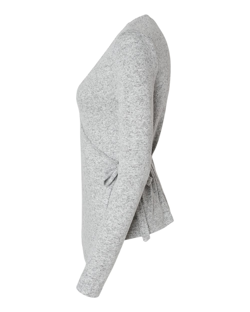 Left View of Oxford Heather Women's Cuddle Wrap Top - BW1301