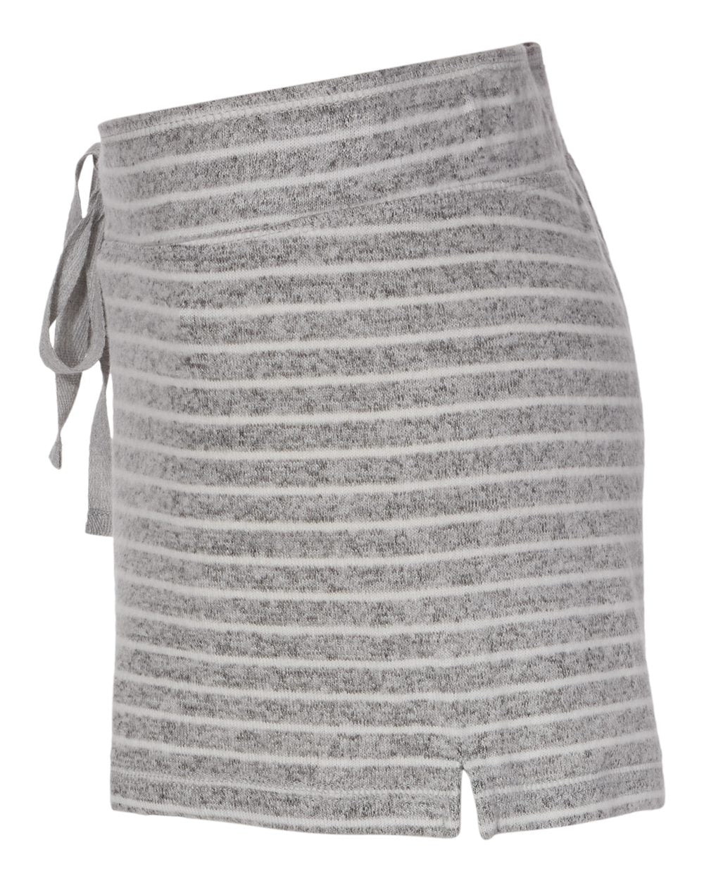 Left View of Oxford/ Natural Stripe Women&#39;s Cuddle Fleece Shorts - L11